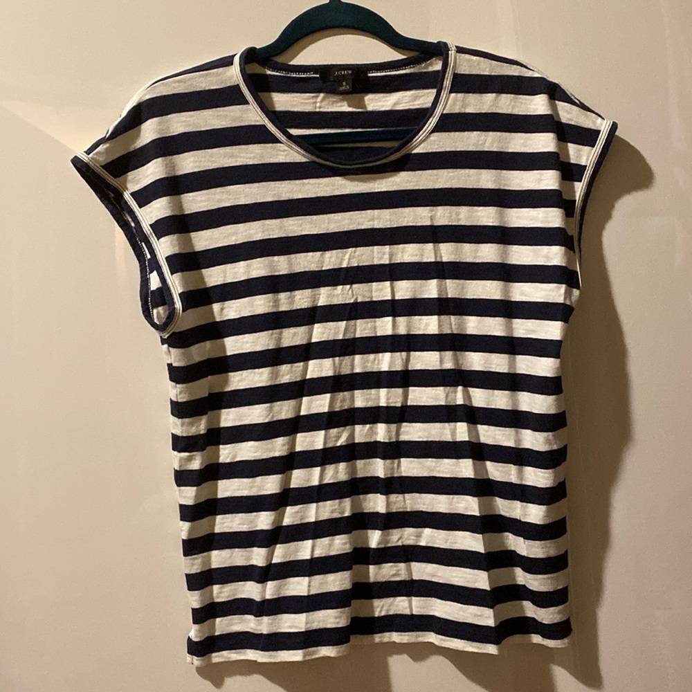 J Crew blue and white striped casual T-shirt